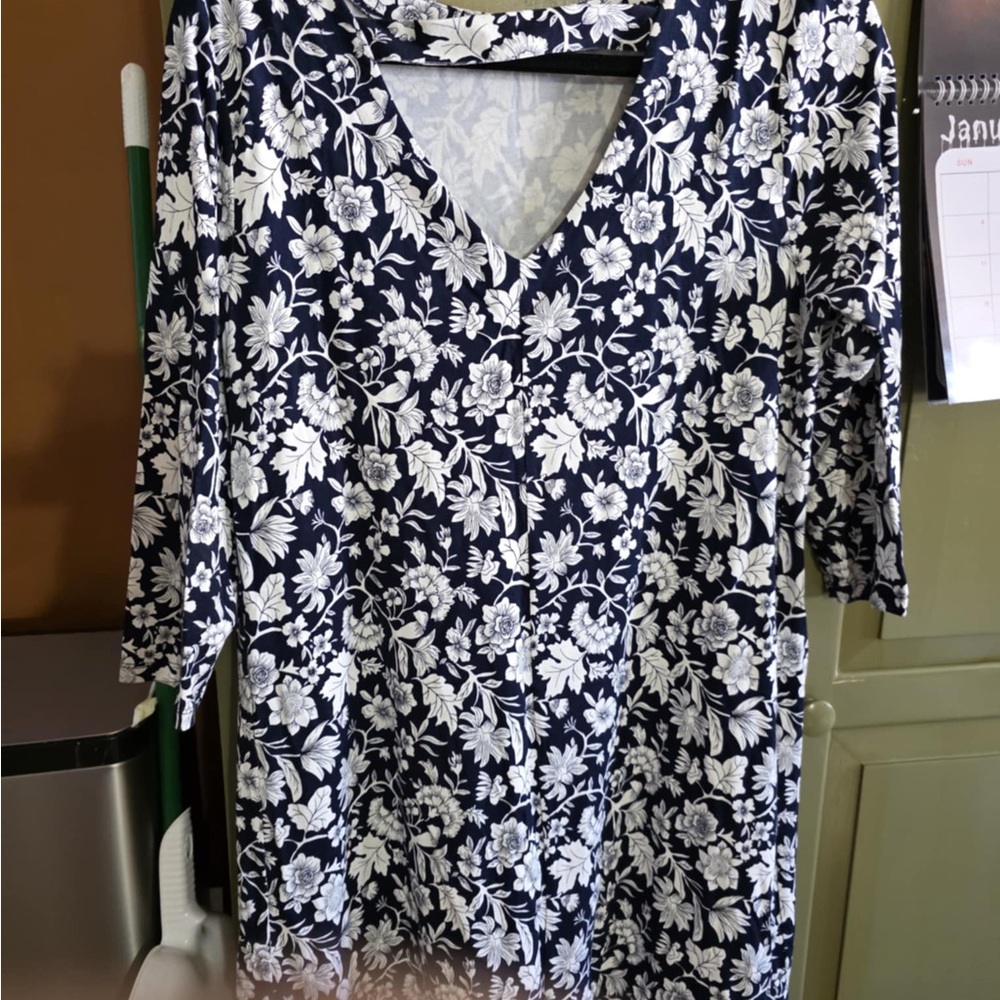 LOFT Black and White Patterned Dress